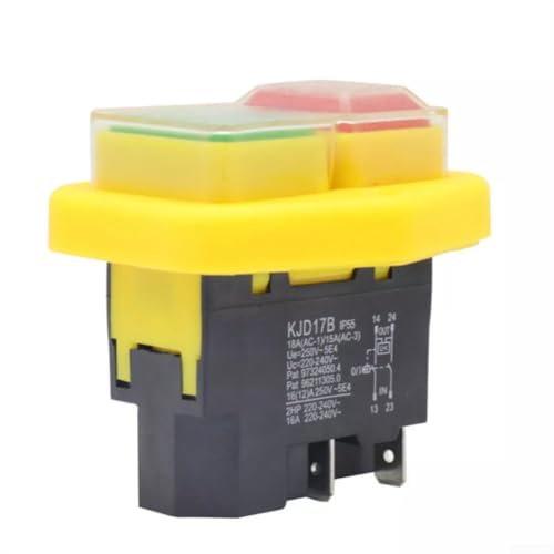 KJD17B Interruptor de botón impermeable, interruptor de botón magnético 220V-240V 16A Interruptor de herramienta eléctrica de 4 pines
