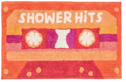 Flamingueo Tapis de Bain - Tapis Salle de Bain, Antidérapant, Tapis de Bain Rouge, 100% Coton, Tapis de Douche, Deco Salle de Bain, 50 x 80 x 1 cm