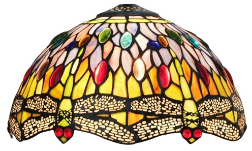 Lampenschirm im Tiffany-Stil, 30,5 cm, Buntglas-Lampenschirm, Ersatzperlen, Libellen-Deckenleuchtenschirm for Tischlampen, Pendelleuchte, Stehlampe, handgefertigt, Vintage, Heimdeko