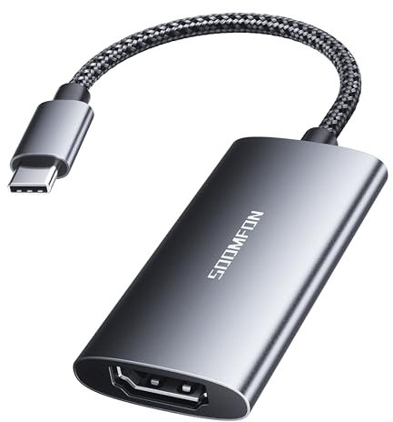 SOOMFON Adaptateur USB C vers HDMI 4K @ 120 Hz HDMI vers USB C avec Thunderbolt 3/4 en aluminium compatible avec PS5, Xbox Series X, MacBook, iPad, Galaxy, et plus pour une expérience vidéo et de jeu