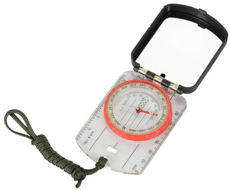 M-Tac Kartografie Kompass mit Spiegel & Lineal – Transparenter Orientierungs-Kompass für Outdoor, Militär, Wandern, Survival & Navigation, Olive