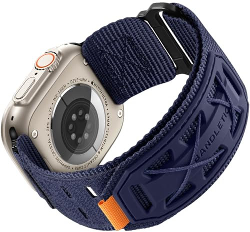 Bandletic Compatibile con Cinturino Apple Watch Ultra/Ultra 2 49mm 46mm 44mm 45mm 42mm(3/2/1),Tattico Robusto Militare Nylon Sport Loop Cinturini per iWatch Ultra 2/Ultra SE Serie 10 9 8 7 6 5 4 3 2 1