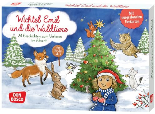 Wichtel Emil und die Waldtiere. 24 Geschichten zum Vorlesen im Advent. Für Kinder von 3 bis 6: Mit 24 Vorlesekarten und 24 ausgestanzten Motiven zum ... für die Wartezeit aufs Weihnachtsfest