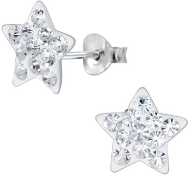 Monkimau Mädchen Ohrringe Stern | Ohrstecker aus 925 Sterling Silber | Kinderohrringe hypoallergen