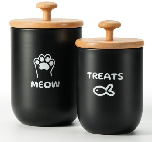 OTTENON Katzen-Leckerli-Behälter mit luftdichtem Deckel, Katzenfutter-Oganisator, Trockenfutter, Aufbewahrungsbehälter für Haustier-Leckerlis, Katzen-Leckerli-Glas, 2er-Set – 8,3 x 4,9 & 7,1 x 4,3 cm