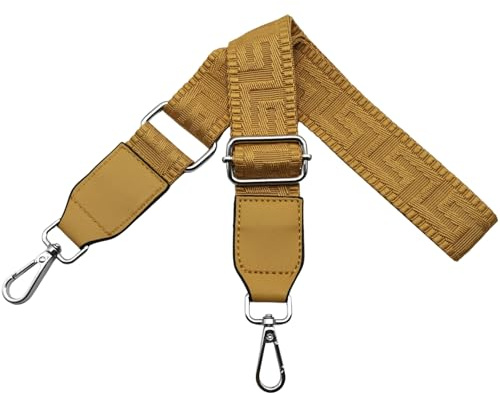 Schultergurt für Tasche Taschengurte zum Wechseln, Verstellbar Taschengurt Breit 3.8cm mit Leder Silber Karabiner - Taschenband Schulterriemen für Damen Handtaschen, Rein gelb, T08