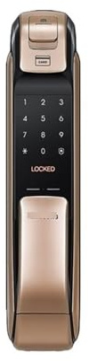 Smart Digital Fingerprint Lock Home Automatic Push Pull Handle Anti-Theft Door Electronic Password Doorlock, Compatible with Samsung SHP-DP728(Right Push from Outside)