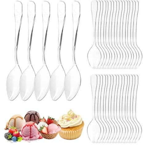 ASIRYVA 100 Pcs Plastic Spoon Disposable, Durable, Reusable & Perfect for Desserts, Parties, Picnics and More (3.74/9.5cm)