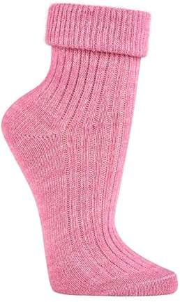 Socks4Fun 2 Paar weiche Wollsocken für Damen & Mädchen – aus Wolle & Alpakawolle – hautsympathisch, warm & bequem – mit doppeltem Umschlag (39-42 Rose')
