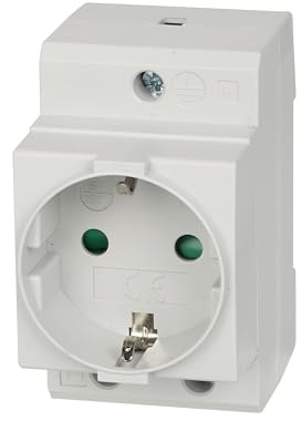 Offgridtec prise Schuko pour rail DIN 16 A 230 V 2P+E (2 pièces, Gris) | Prise encastrable pour tableau électrique, armoire électrique, compteur, prise avec terre, montage sur rail DIN 35 mm