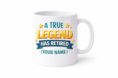 Vacso Trading Personalised Retirement Mug – A True Legend Has Retired – Custom Name Ceramic Mug – Funny Retirement Gift for Men & Women