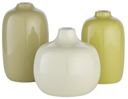 blomus Vasen-Set -CEOLA- | 3-teiliges Design Vasen Set | Transparent Yellow & Cream Gold & New Wheat | Dekovasen & Wohnaccessoire