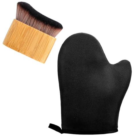 Sibba 2-in-1 Selbstbräuner Mitt Applikator Set, Selbstbräuner Handschuh und Bräunungspinsel für spray, Lotions Streifenfreie Bräune
