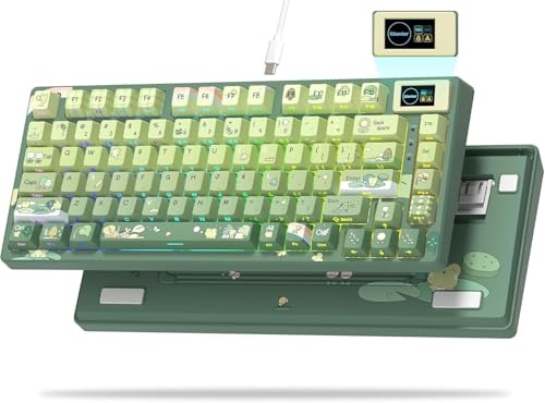 LQXQ SK80 Teclado Mecánico Gaming 75% Compacto, USB C, Hot-Swap | Tema de rana, junta de montaje RGB Custom Keyboard para Mac/Win, Verde