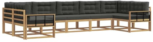 vidaXL Outdoor-Sofagarnitur mit Kissen 7 pcs Weiß und Anthrazit, Modernes Ecksofa-Set, stylische Gartenlounge, Möbel für Terrasse, wetterfest am Pool