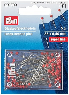 Prym Glaskopfstecknadeln, Stahl, rot, 35 x 0,4mm