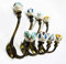 4 x Vintage Look Floral Wall Metal Painted Ceramic Coat Hook Hanger Door Cafe Office