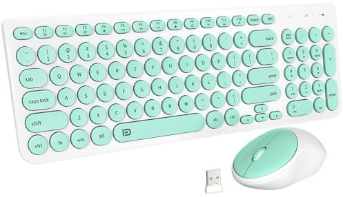 Tastiera Wireless e Mouse Combo, FD iK6630 2.4GHz Tastiera Senza Fili Cordless Set Smart-risparmio a Basso Consumo Whisper-Quiet Combo per Computer Portatile, Computer, TV e Mac