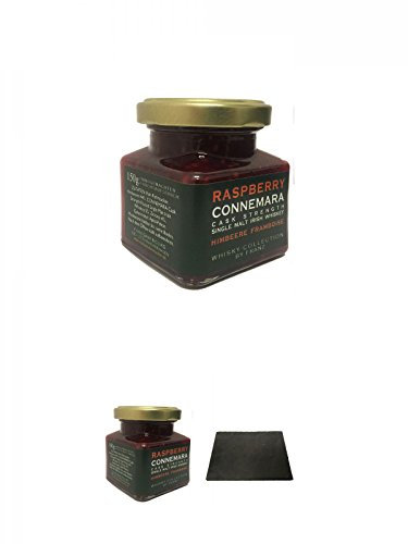Connemara Irish Whisky Himbeer Marmelade 150g im Glas + Connemara Irish Whisky Himbeer Marmelade 150g im Glas + Käseplatten - 1 er - Set 22 x 16 aus Schiefer für Dinnerpartys und Veranstaltungen
