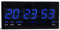 Starlet24 LED Wanduhr mit Datums- und Temperaturanzeige große LED-Anzeige 45x22cm (JH4622) Blau