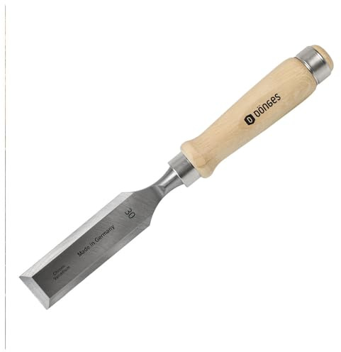 Dönges Stechbeitel 30 mm, mit Holzheft aus Weißbuche, mit Seitenfase | Made in Germany | Stecheisen für Holzarbeiten, Stemmeisen geeignet für Anfänger und Profis