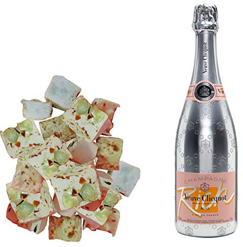 Sortiment Champagner Veuve Clicquot - Reichhaltiger Rosé & 150 g Karamell-Nougadets - Jonquier Deux Frères