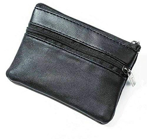 Mens Ladies Soft Black Leather Coin Pouch Purse Wallet