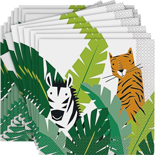 Papierservietten - 16,5 cm - Tiersafari-Party - Packung mit 16 Stück