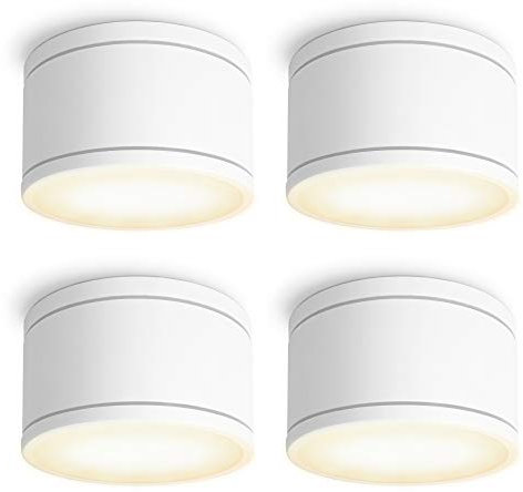 SSC-LUXon 4 Stück CELI-WX Aufbauspots dimmbar flach IP44 inkl. GX53 LED 4,5W warmweiß - 4x Aufbau LED Strahler weiß rund 230V