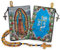 Rosenkranz aus Olivenholz mit katholischem Seil aus Israel, mit 10.2 x 15.2 cm gewebter Tasche, Our Lady of Guadalupe & Cross mit Blumen, Stoff, Ikonen-Reisetasche, religiöse katholische Geschenk-Set
