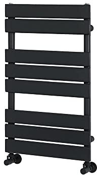 Milano Lustro Black Flat Panel Heated Towel Rail - 825mm x 450mm