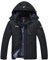 YSENTO Herren Skijacke Winterjacke Softshelljack Wasserdicht Warm Gefüttert Outdoor Funktionsjacke mit Abnehmbarer Kapuze(Schwarz,XL)