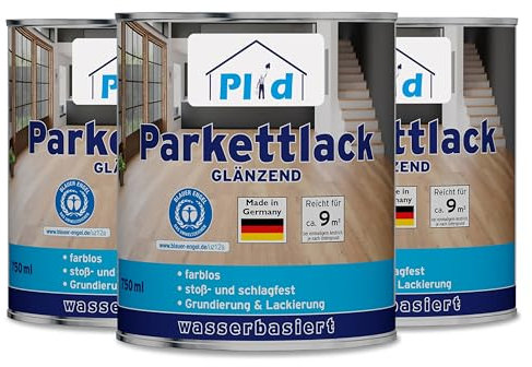 PLID® Parkett Klarlack - satin - geeignet zum Versiegeln von Kork-, Parkett & Holzfußböden, Holztreppen sowie Möbeln im Innenbereich stoß - schlagfest strapazierfähig - Made in Germany 2,25l