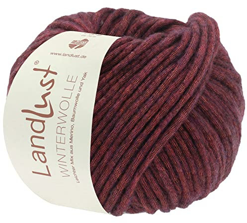 LANA GROSSA Landlust Winterwolle | Soffilo mit Yakfasern | Handstrickgarn aus 50% Schurwolle (Merino), 35% Baumwolle & 15% Yak | 50g Wolle zum Stricken & Häkeln | 70m Garn FB23