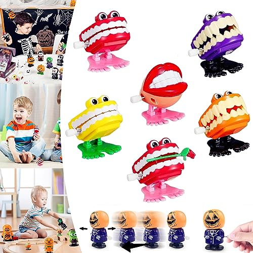 6 pièces Jouets à Remonter Dents,Amusants Jouet Mecanique Horlogerie Animaux Sauter Mignons pour Enfants Anniversaire,Petits Jouets Cadeaux pour Fête,Crackers Pochette Surprise Noël Remplissage