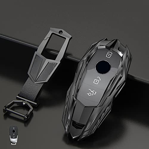 Porte-clés de Couverture de Cas de clé de Voiture de Fibre de Carbone d'alliage de Zinc, pour Mercedes Benz AMG ABCES Classe W204 W205 W212 W213 W176 GLC