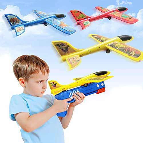 Trasdeo Flugzeug Spielzeug ab 3 4 5 6 7 8 Jahre Junge, Outdoor Spiele für Kinder Styroporflieger Kinder Outdoor Spielzeug Geschenk Junge 3-8 Jahre Garten Spielzeug für Draußen Kinderspielzeug