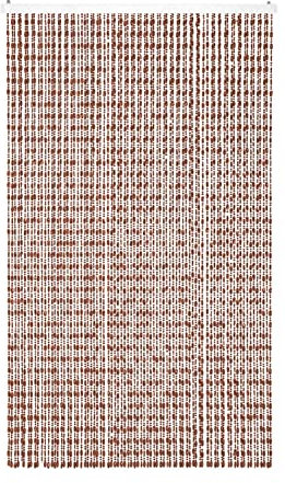IlGruppone Tenda Antimosche per Porta Finestra A Pannello con Telaio in PVC, in più Colori, Moschiera con Corde a Perline per Esterno Interno Fili a Caduta - Marrone - 100 x 220 Cm