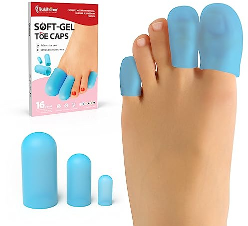 Bukihome 16 PCS Toe Protectors, Silicone Toe Caps Toe Sleeve Protectors, Prevent Pain Relief for Corns, Blisters and Ingrown Toenails (4 Large Size + 8 Medium Size + 4 Small Size)
