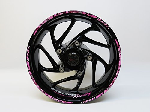 Felgenrand Aufkleber 17 Zoll Felgen Motorrad Auto Pink Racing Splatter schwarz X710019