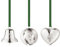 Georg Jensen 2023 Geschenkset mit Glocke, Kugel und Herz in Silber - Weihnachten Hängende Dekoration von Sanne Lund Traberg mit Bändern - 3 Stück