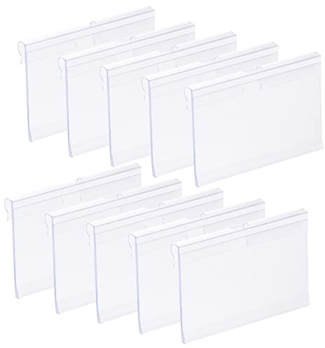 60 Stück Etikettenhalter aus Kunststoff für Drahtregale, Bewegliche Regal Etikettenhalter, Clip-on-Etiketten, Transparente Preisschildhalter für Supermärkte, PVC Schilderständer Preisetiketten