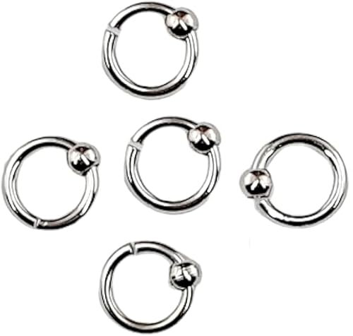 Color Your Nails 5x Nagelpiercings mit beweglicher Kugel (D) SILBER FARBEN 5mm, Nail Piercings Nagelpiercing
