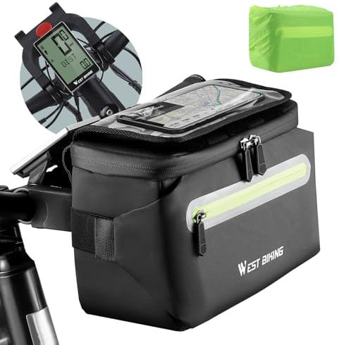 XIQI Fahrrad Lenkertasche, Fahrradtasche Lenker mit Lenkeradapter, 3-in-1 Fahrrad Tasche Vorne, Lenkertasche Ebike mit Regenschutz, Handyhalterung, Abnehmbar Schultergurt