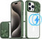 MEIQIBAO Cover per iPhone 14/13 Custodia Magnetismo trasparente Protezione,Copri Fotocamera Scorrevole Ultra Sottile Rigida Hard Antiurto Antigraffio Antiscivolo Shockproof Protettiva Case verde