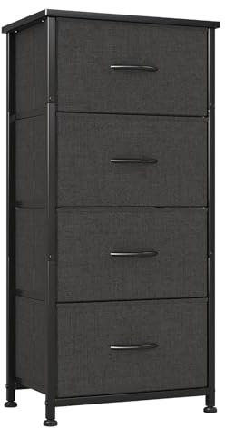 CAIYUN Chest of Drawers Bedroom, 4 Drawers Tall Dresser, Dresser for Bedroom Entryway Hallway Wardrobe, Closet Storage Drawer, Black