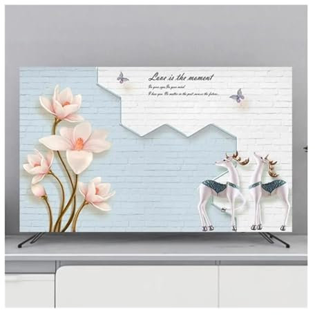 Schutzhülle für den Fernseher TV Abdeckung Schutz Staub Abdeckung Haushalt Hängen TV Staub Abdeckung Hause Universelle Blumen Dekoration Einfache für Flachbildfernseher ( Color : A , Size : 49-52inch
