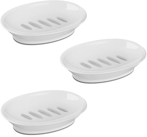 Seifenschale mit Abflussseifenhalter, Seifenhalter, einfache Reinigung, stoppt matschige Seifenschale für Dusche, Badezimmer, Küche (3 weiß)