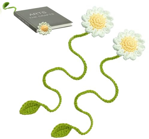SwirlColor Lesezeichen Kinder Mädchen Frauen, 2 Stück Niedliche Sonnenblume Lesezeichen Häkeln Personalisiert Gehäkeltes Lesezeichen Bookmark Geschenke für Leser Buchliebhaber