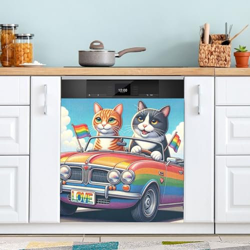 LGBT magnetische Abdeckung für Spülmaschine Auto und Katze Geschirrspüler Magnet Abdeckung Kühlschrank Leder Küche Dekoration